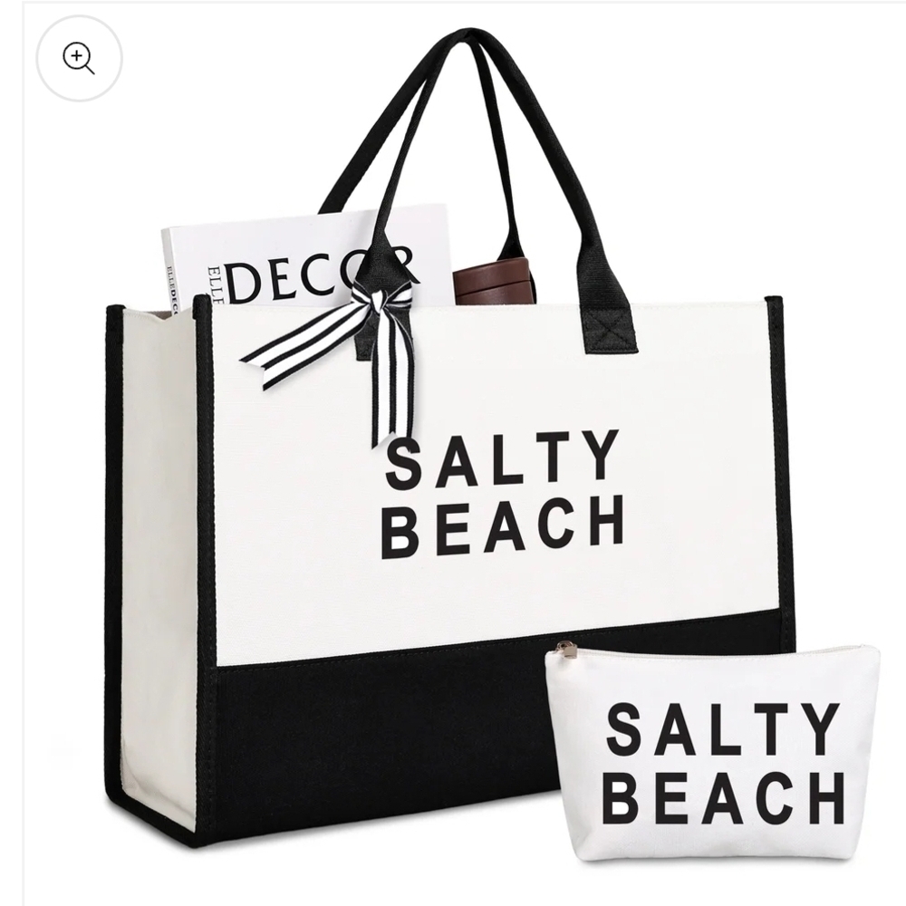 Black and White Tote Bag Set - Picture 2 of 2